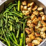 Crispy Garlic Chicken Bites with Asparagus and Lemon Recipe