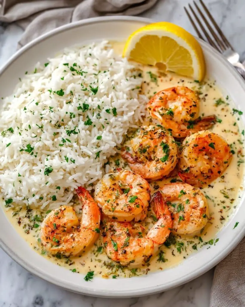 Creamy Garlic Butter Shrimp with Rice Recipe