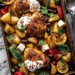 Easy Greek Sheet Pan Chicken Souvlaki and Potatoes Recipe
