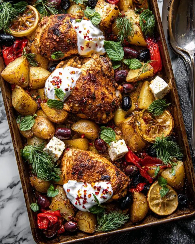 Easy Greek Sheet Pan Chicken Souvlaki and Potatoes Recipe