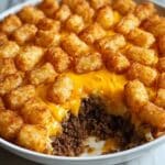 Tater Tot Casserole with Ground Beef and Cheesy Mushroom Sauce Recipe