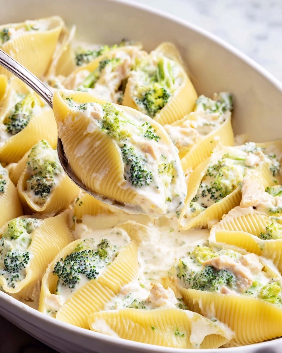 Chicken and Broccoli Stuffed Shells with Alfredo Sauce Recipe