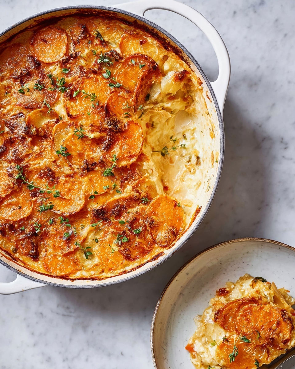 Sweet Potato Gratin with Gouda, Thyme, and Parmesan Recipe