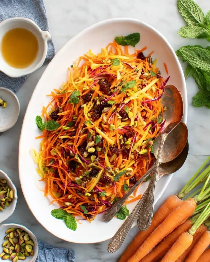 Fresh Carrot Salad with Dates, Pistachios, and Lemon Dressing Recipe