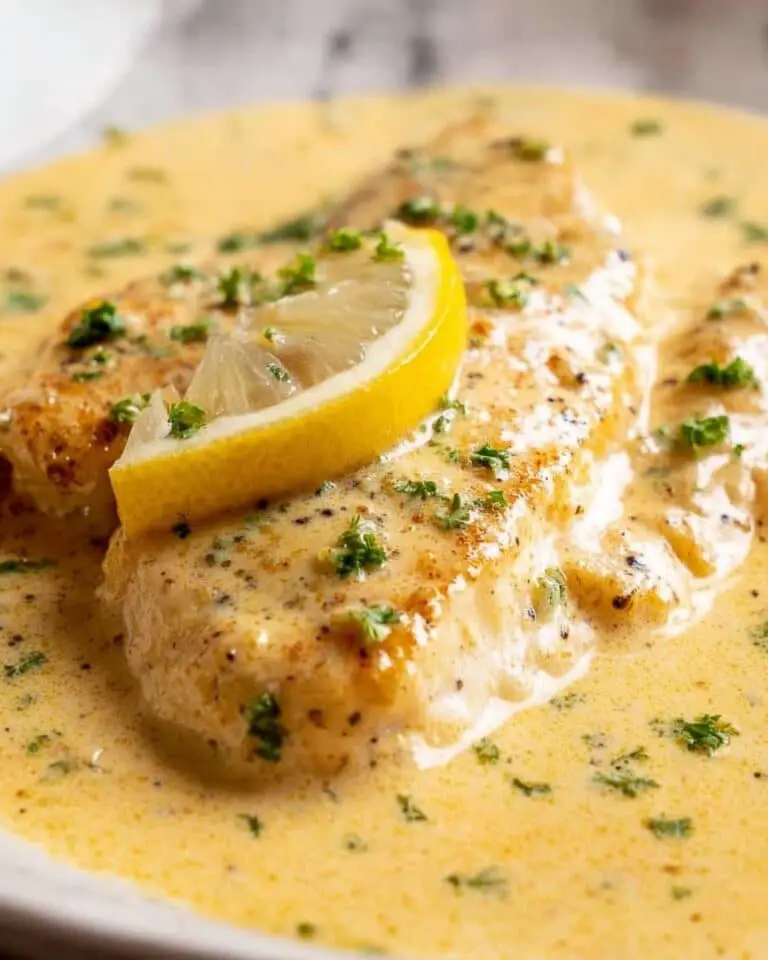 Baked Fish with Lemon Cream Sauce Recipe