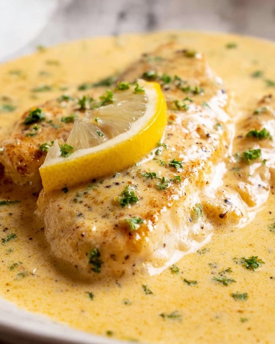 Baked Fish with Lemon Cream Sauce Recipe