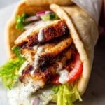 Chicken Shawarma with Lemon Yogurt Sauce and Flatbreads Recipe
