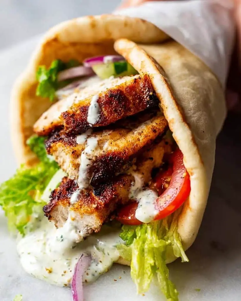 Chicken Shawarma with Lemon Yogurt Sauce and Flatbreads Recipe