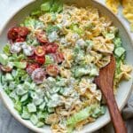 Crispy Air Fryer Pasta Salad with Fresh Vegetables and Lemon Parmesan Dressing Recipe