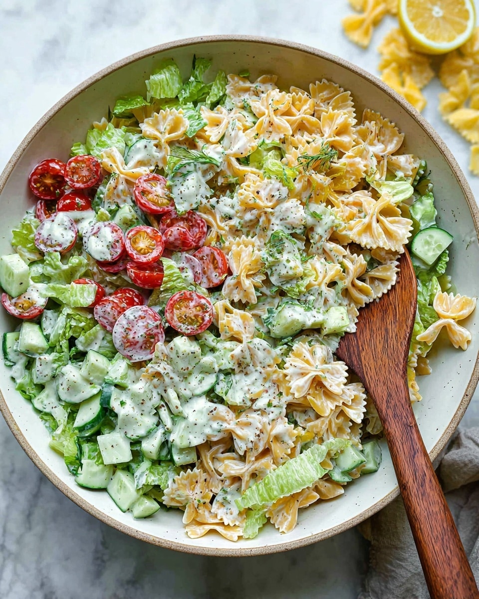 Crispy Air Fryer Pasta Salad with Fresh Vegetables and Lemon Parmesan Dressing Recipe