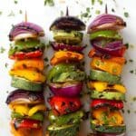Grilled Veggie Skewers with Garlic Herb Sauce and Balsamic Drizzle Recipe