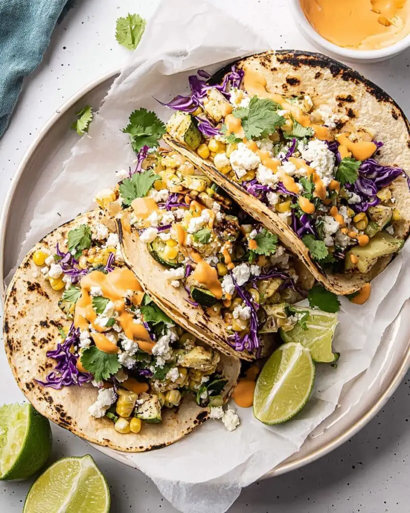 Zucchini and Corn Tacos with Chipotle Sauce Recipe