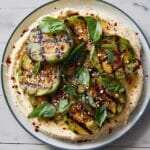 Grilled Green Tomatoes with Goat Cheese, Basil, and Lemon Recipe