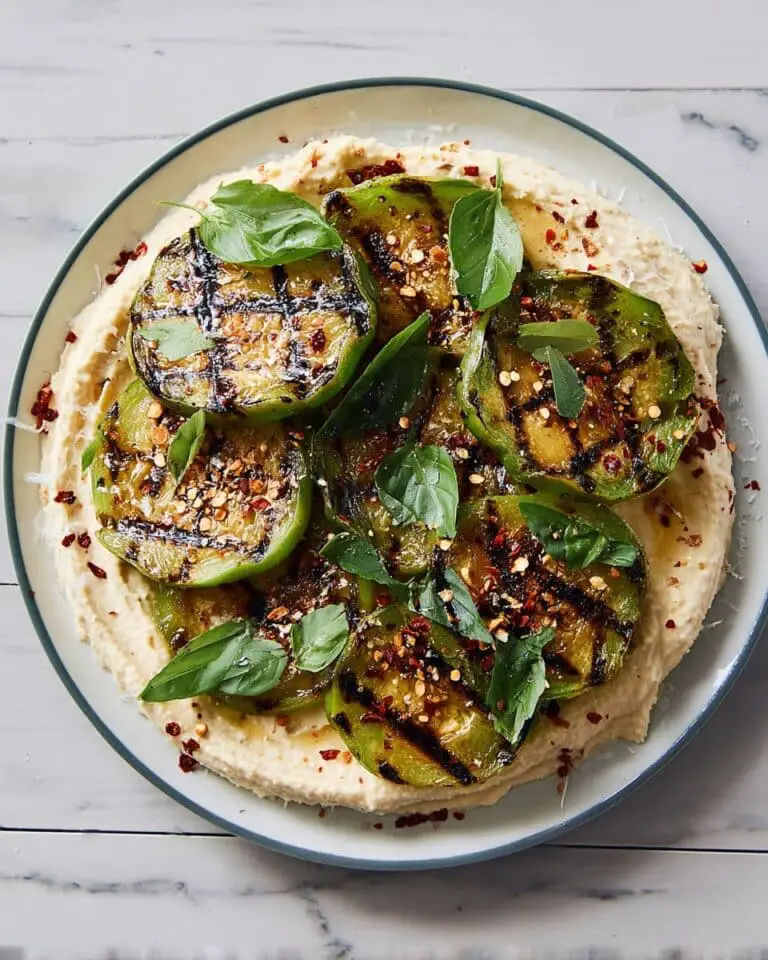 Grilled Green Tomatoes with Goat Cheese, Basil, and Lemon Recipe