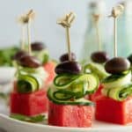 Watermelon Skewers with Mint, Cucumber, and Lime Mint Oil Recipe