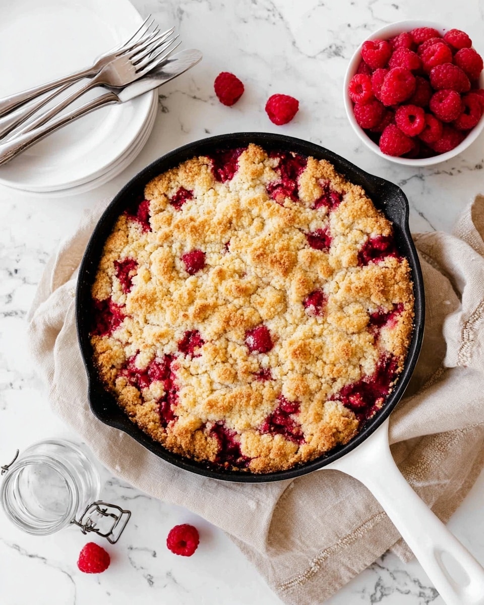 Raspberry Rhubarb Skillet Coffee Cake Recipe
