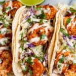 15 Minute Shrimp Tacos with Cilantro Slaw and Spicy Lime Yogurt Sauce Recipe