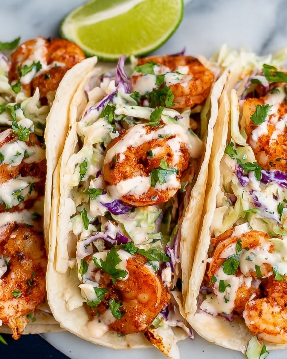 15 Minute Shrimp Tacos with Cilantro Slaw and Spicy Lime Yogurt Sauce Recipe