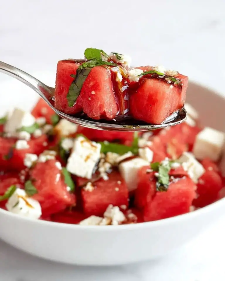 Watermelon Feta Salad with Fresh Mint, Basil, and Balsamic Glaze Recipe
