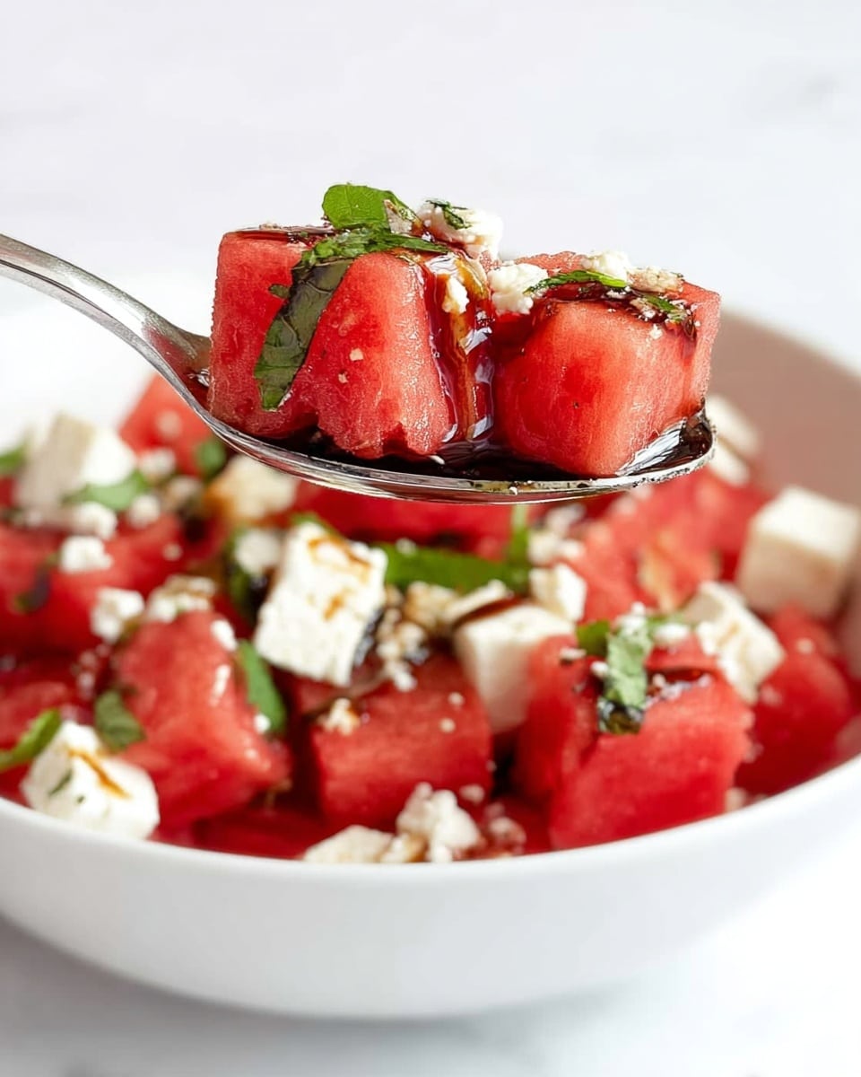 Watermelon Feta Salad with Fresh Mint, Basil, and Balsamic Glaze Recipe