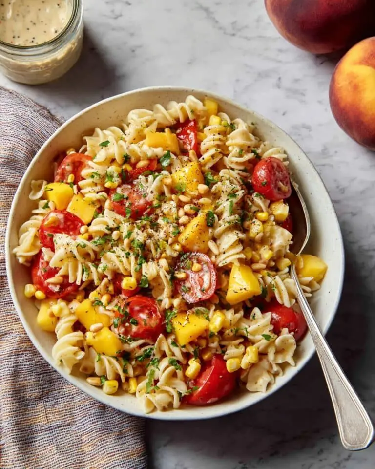 Summer Pasta Salad with Fresh Peaches Recipe