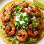 Smoky Shrimp Tostadas with Lime Avocado Mash Recipe