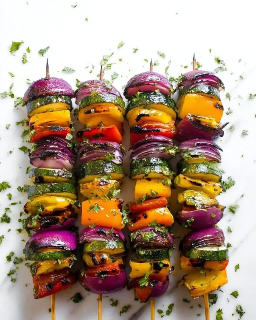 Grilled Veggie Skewers with Garlic Herb Sauce Recipe