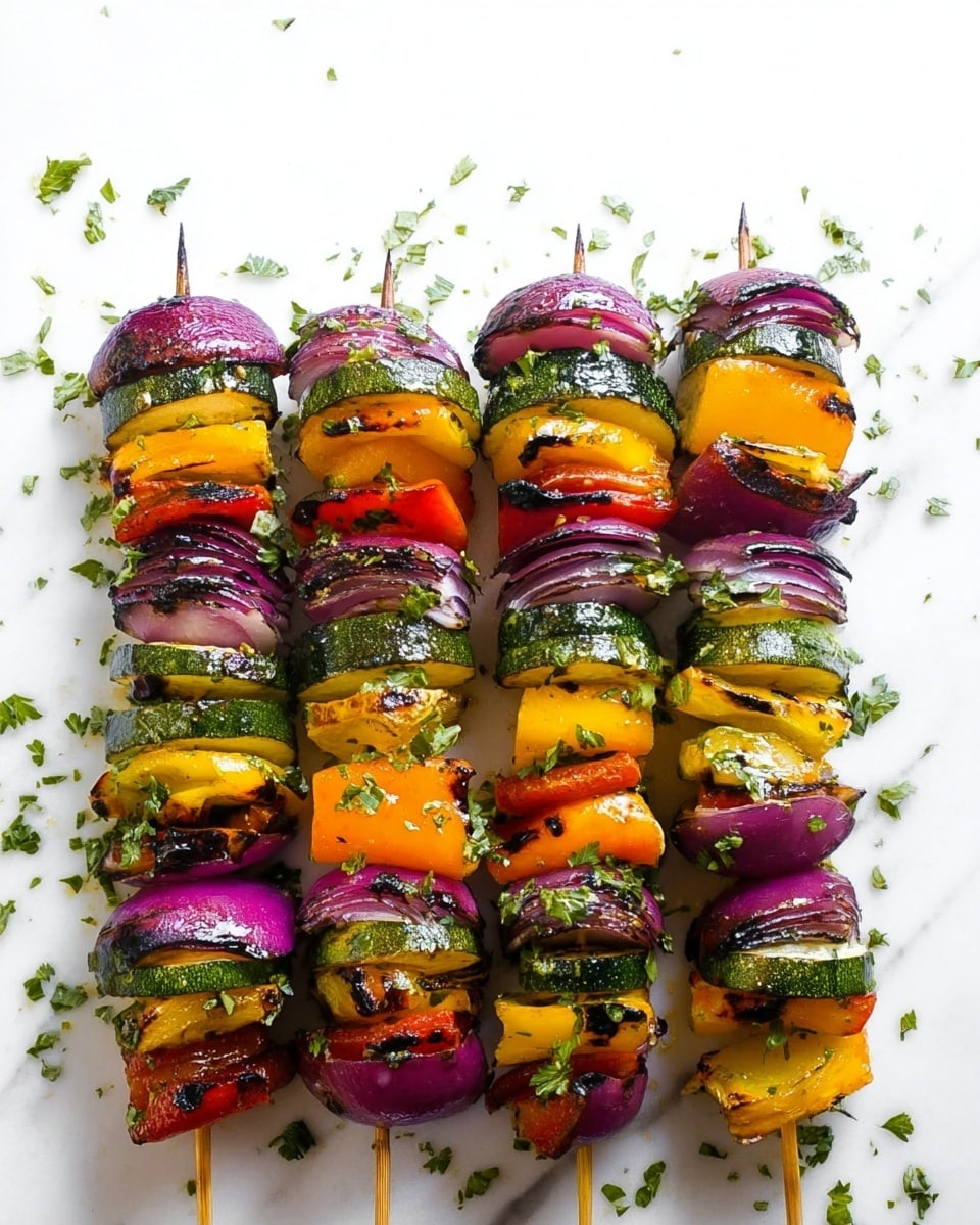 Grilled Veggie Skewers with Garlic Herb Sauce Recipe