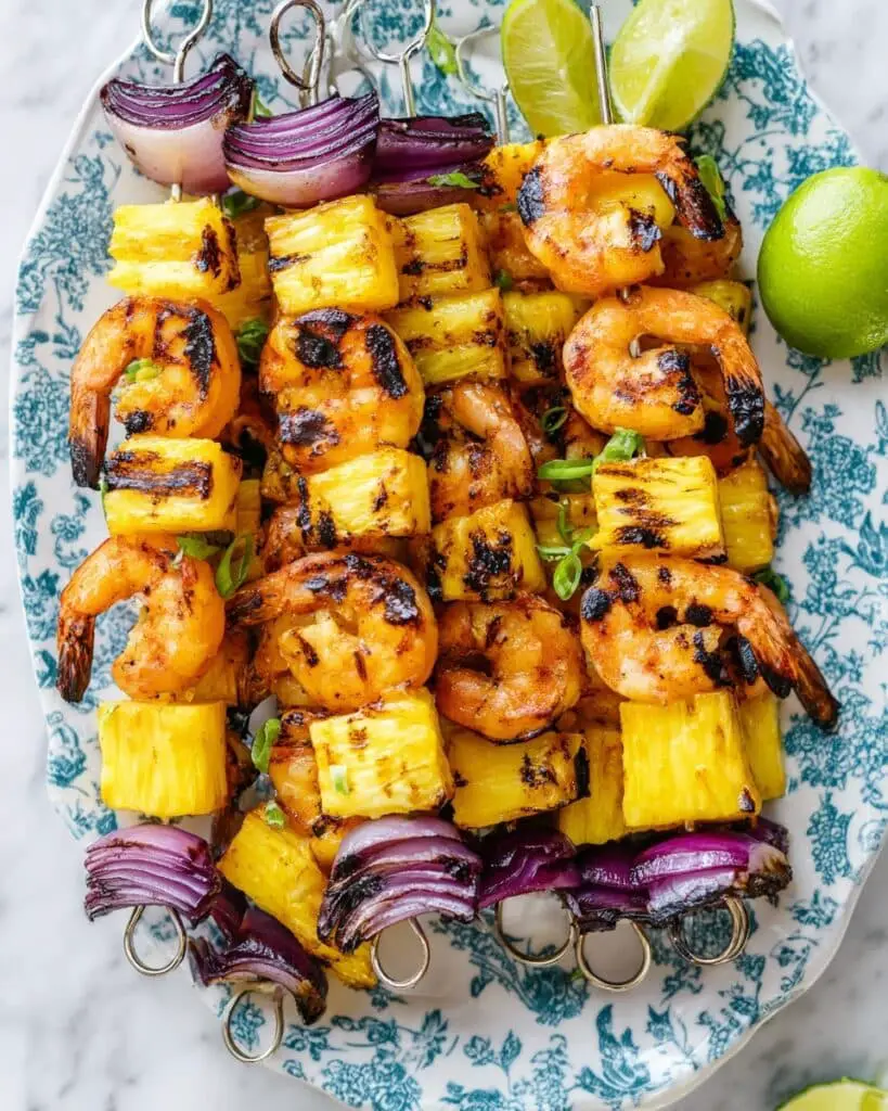 Shrimp and Pineapple Skewers with Spicy Soy Glaze Recipe