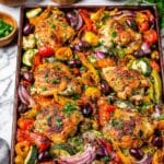 Greek Sheet-Pan Chicken with Lemon, Olives, and Feta Recipe