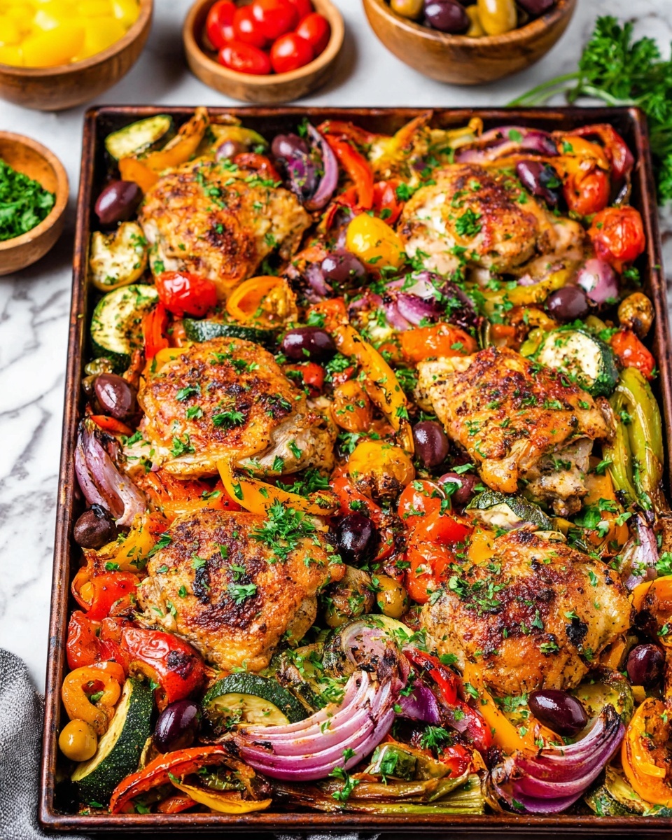 Greek Sheet-Pan Chicken with Lemon, Olives, and Feta Recipe