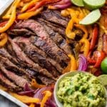 Sheet Pan Steak Fajitas with Guacamole and Veggies Recipe