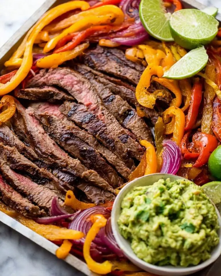 Sheet Pan Steak Fajitas with Guacamole and Veggies Recipe