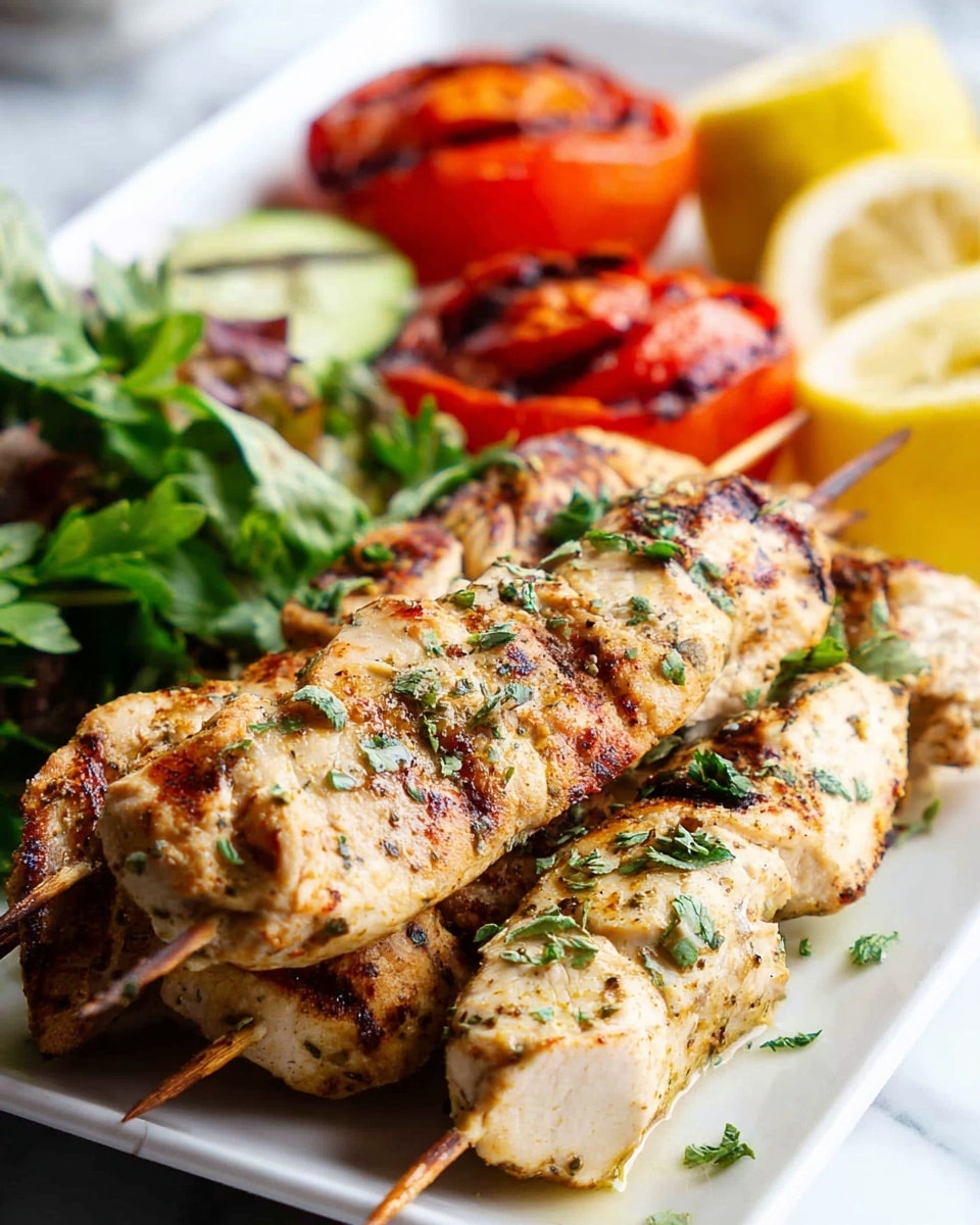 Greek Style Chicken Skewers with Hummus Recipe