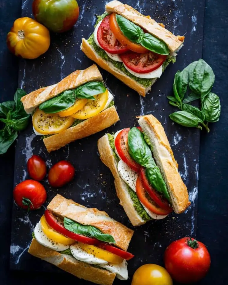 Caprese Sandwich with Basil Pesto and Balsamic Drizzle Recipe