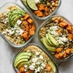 Cauliflower Rice Lunch Bowl with Sweet Potatoes and Chickpeas Recipe