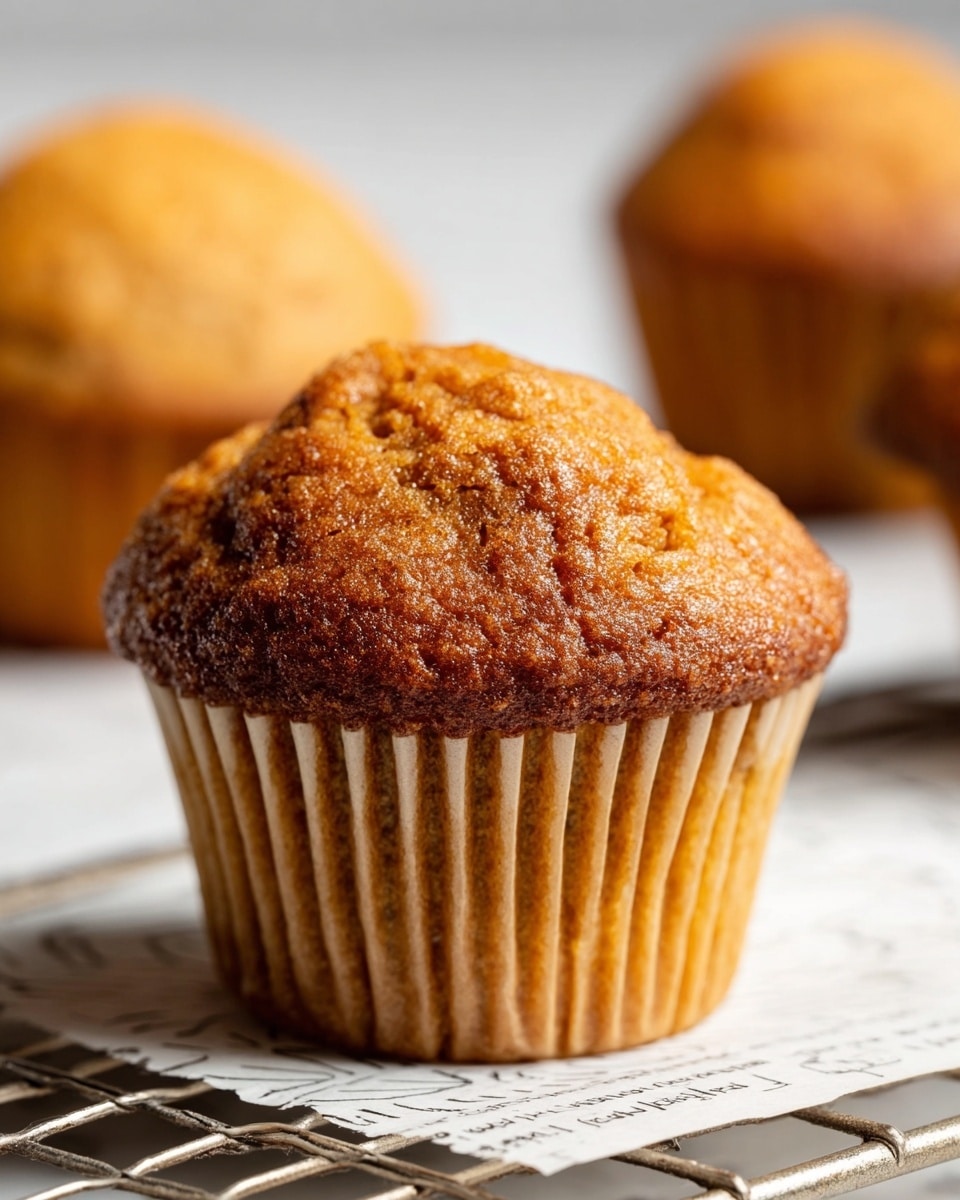 The image shows a close-up of a single slice of a brown muffin with a rough, crumbly texture. The muffin has visible small dark spots that look like raisins or dried fruit embedded in the soft, moist interior. The top edges are golden brown and slightly crisp. The slice sits on a white marbled surface with a piece of paper underneath that has black text and circular designs, giving a casual, rustic feel to the setup. In the top left corner, there is a blurry part of another muffin, showing its rounded and browned top. photo taken with an iphone --ar 4:5 --v 7