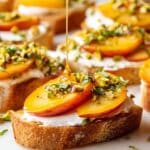 Peach Crostini with Whipped Cottage Cheese, Basil & Hot Honey Recipe
