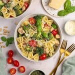 Creamy Chicken Pesto Pasta with Cherry Tomatoes and Broccolini Recipe