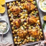 Greek Chicken and Potatoes with Feta, Olives, and Tzatziki Recipe