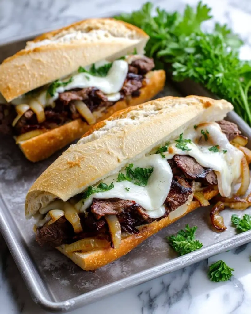 Herb Butter Steak Sandwich with Caramelized Onions and Melted Havarti Recipe