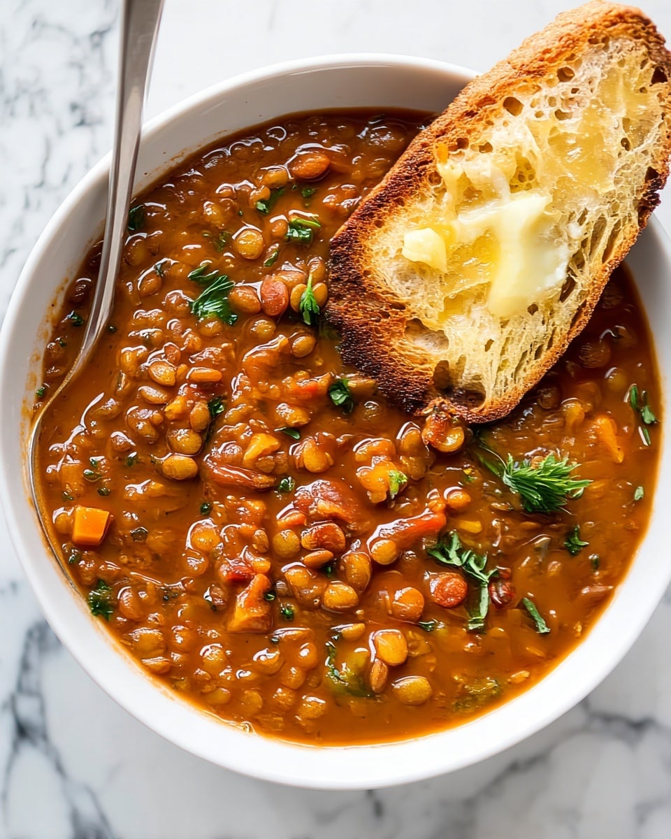 Hearty Lentil Soup with Tomato and Lemons Recipe