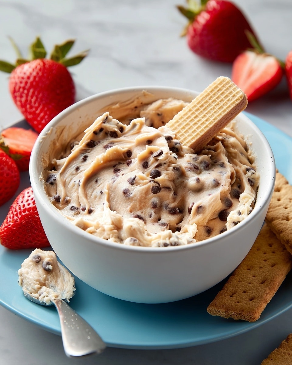 Chocolate Chip Dip with Vanilla Wafers and Fresh Strawberries Recipe