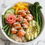 Salmon Bowls with Ginger Garlic Dressing and Cauliflower Rice Recipe