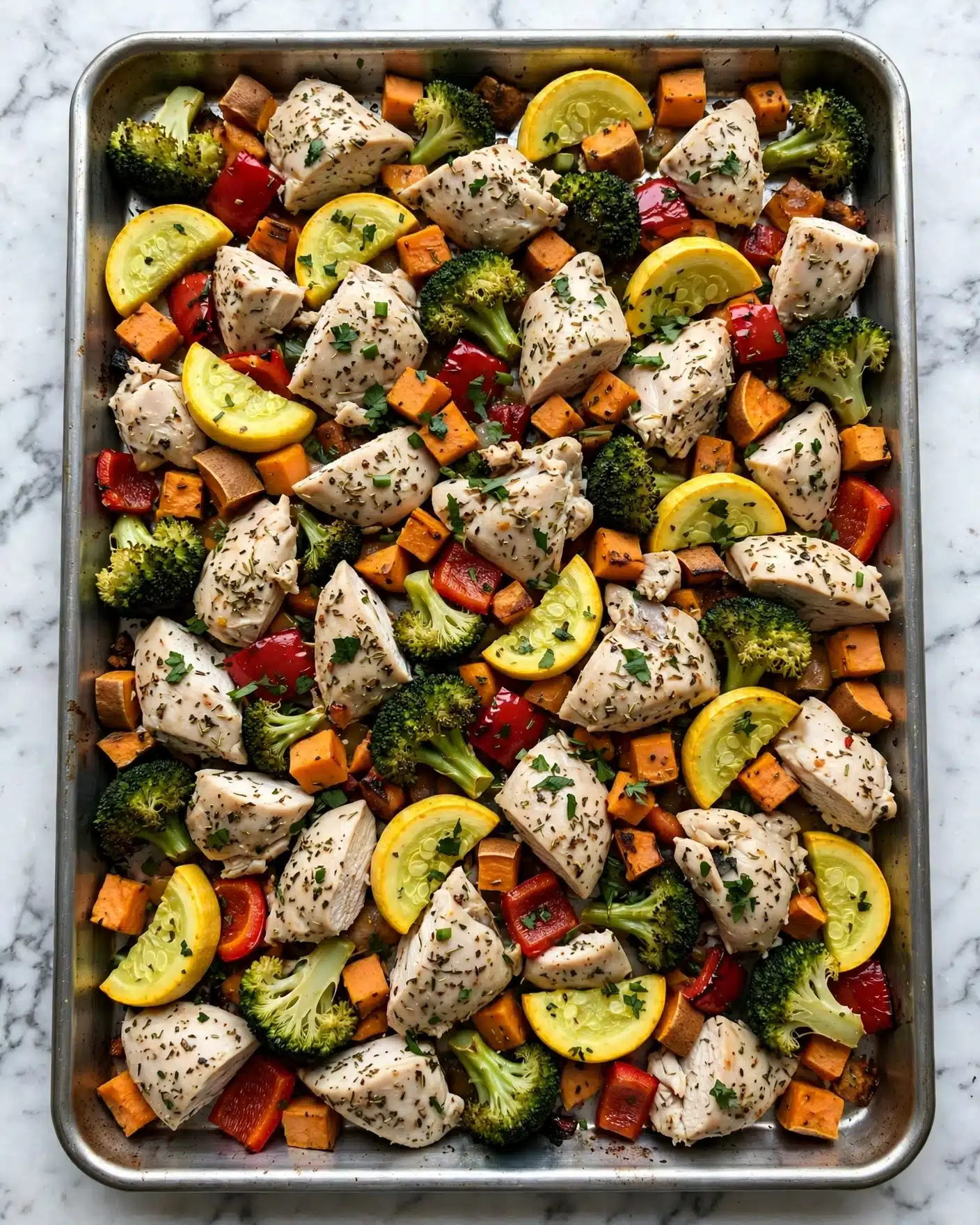 Sheet Pan Chicken and Rainbow Vegetables Recipe