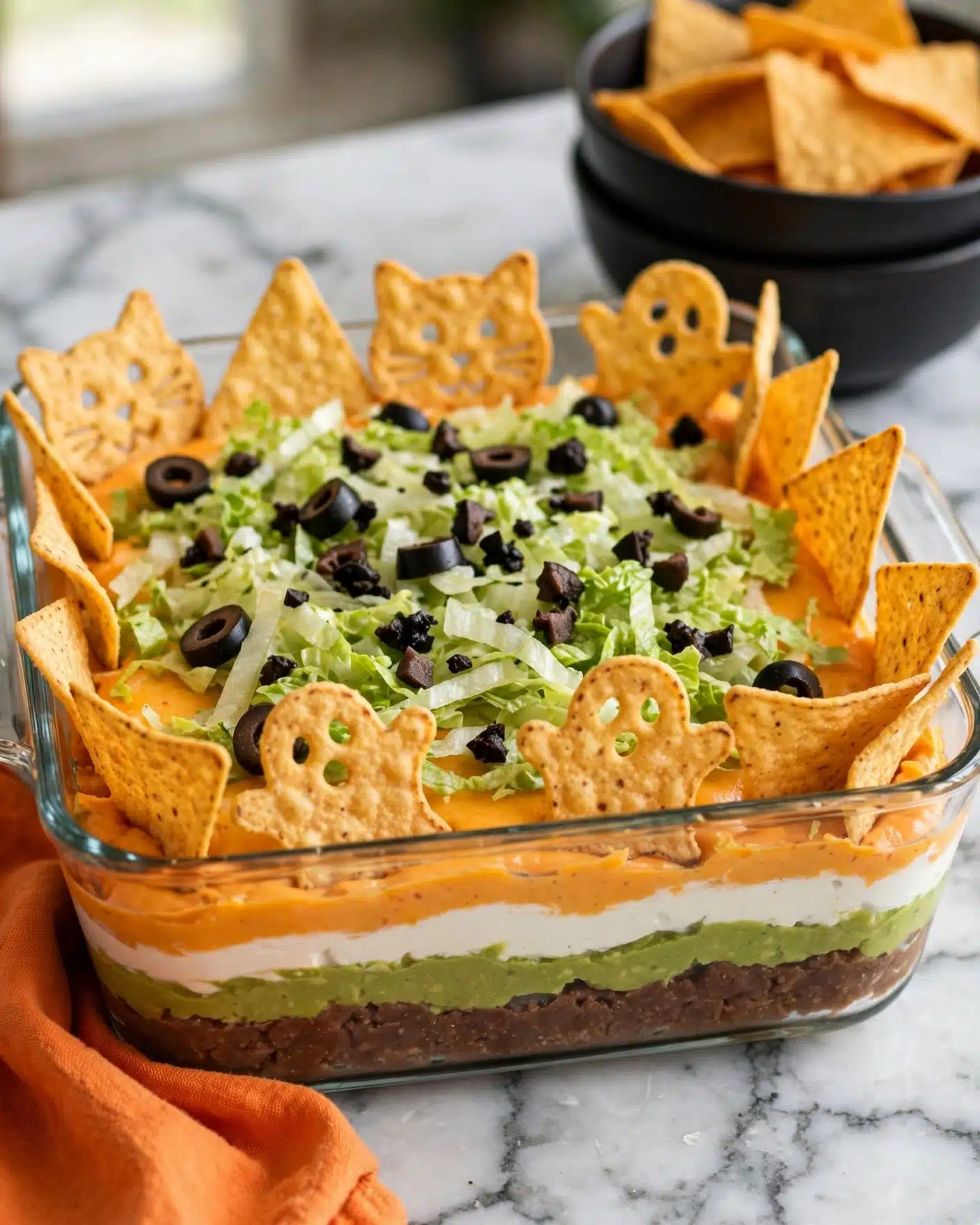 Spooky Graveyard 7 Layer Bean Dip Recipe
