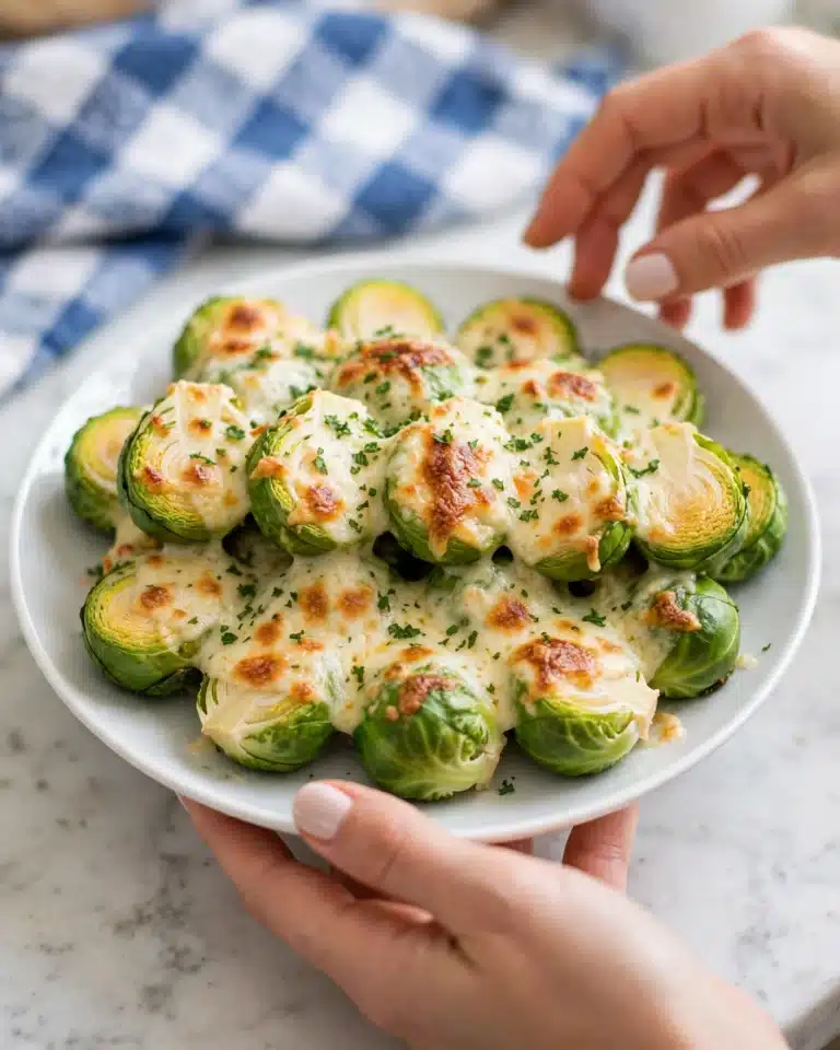 Smashed Brussels Sprouts with Garlic, Cheese, and Herbs Recipe