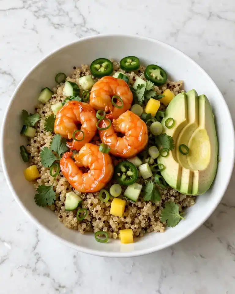 Teriyaki Shrimp Quinoa Bowls with Mango-Cucumber Salsa Recipe