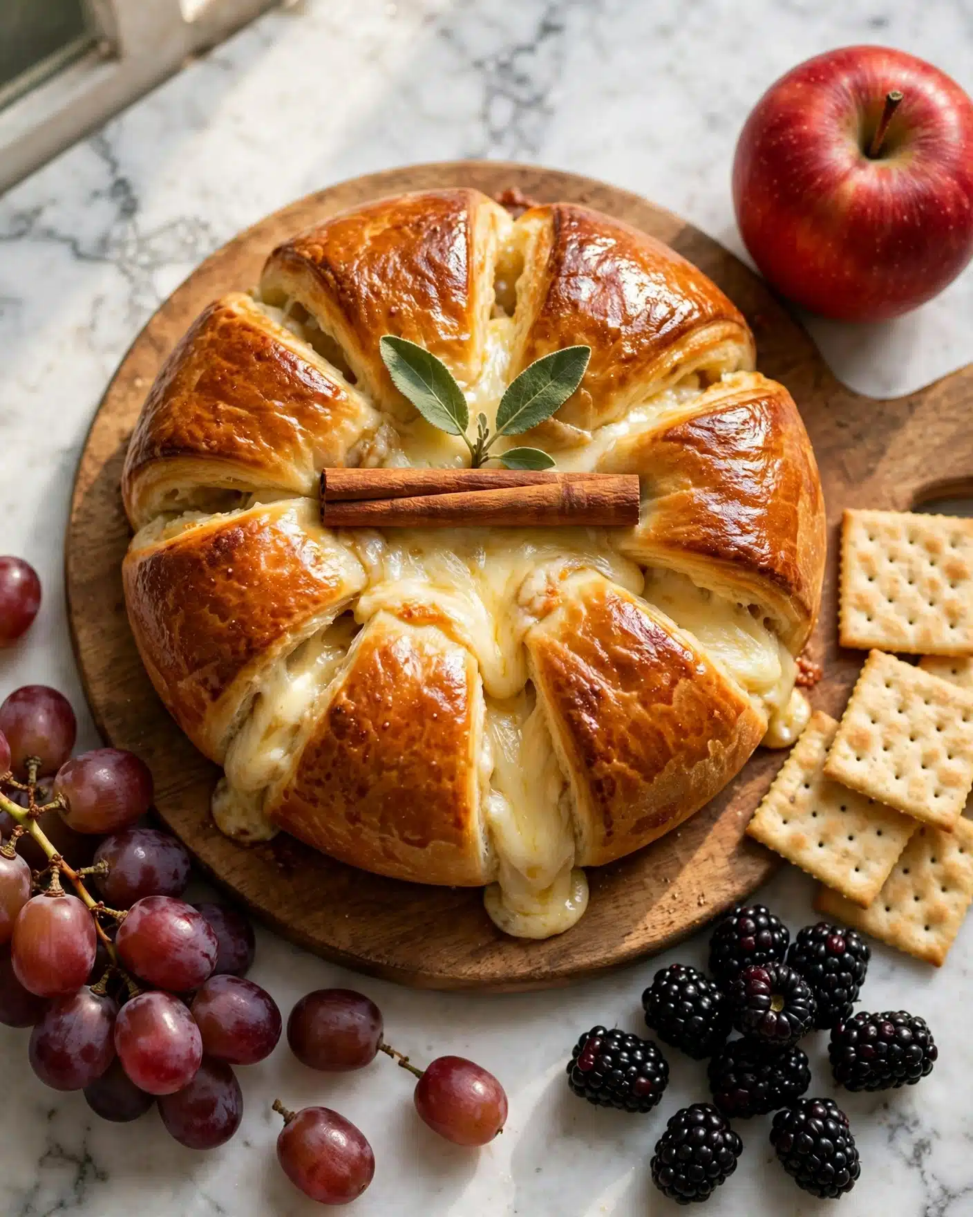 Pumpkin-Shaped Baked Brie with Fig Jam and Pecans Recipe
