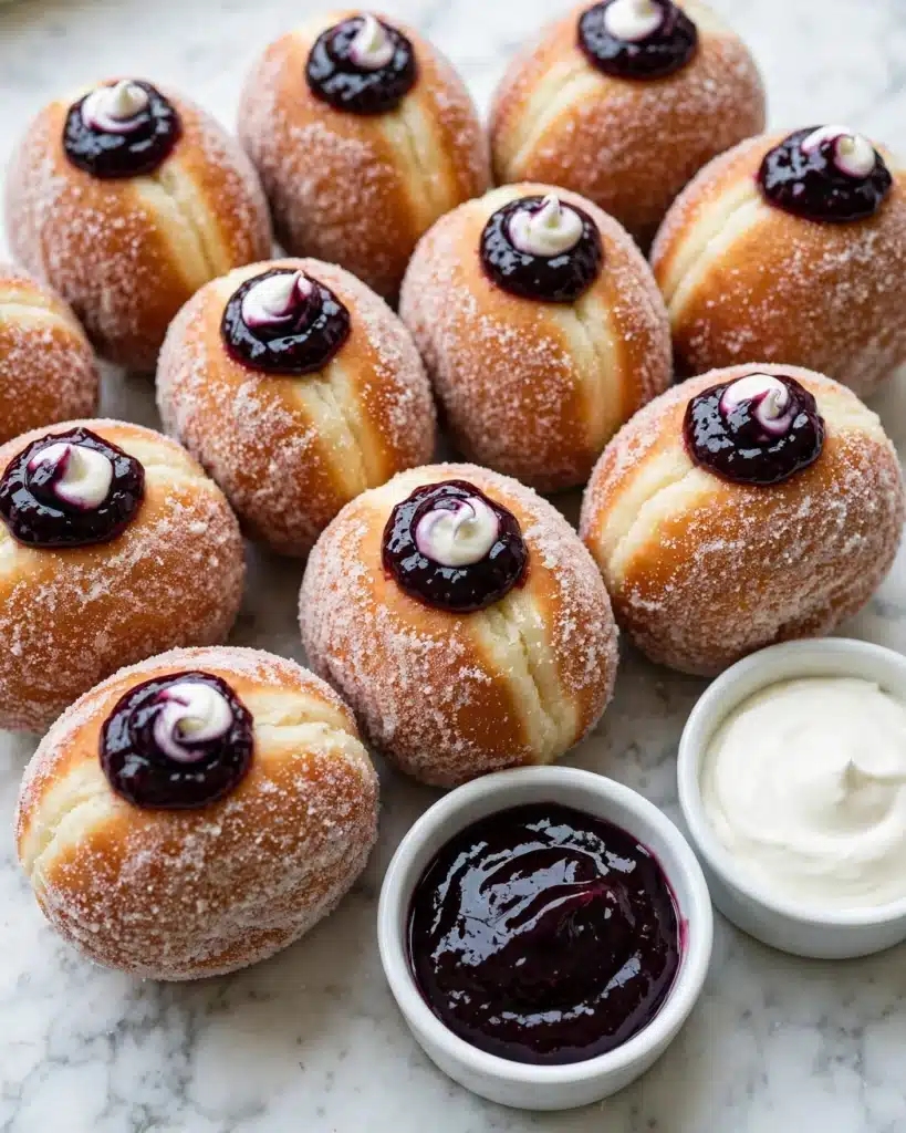 Doughnuts with Balsamic Blueberry and Cheesecake Filling Recipe